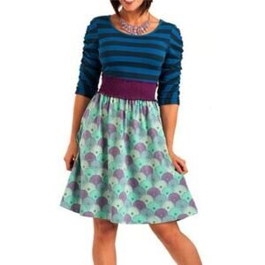 Matilda Jane It’s A Wonderful Parade Lydia Dress Blue Stripe and Floral Medium